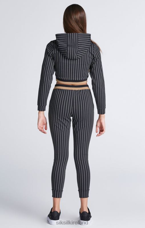 SikSilk Girls Black Baseball Stripe Cropped Hoodie XTFJ337 Apparel