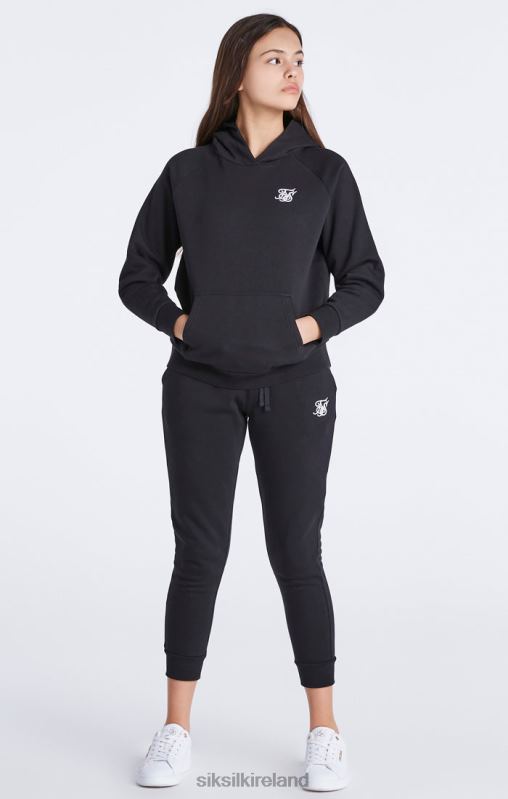 SikSilk Girls Black Essentials Overhead Hoodie XTFJ335 Apparel