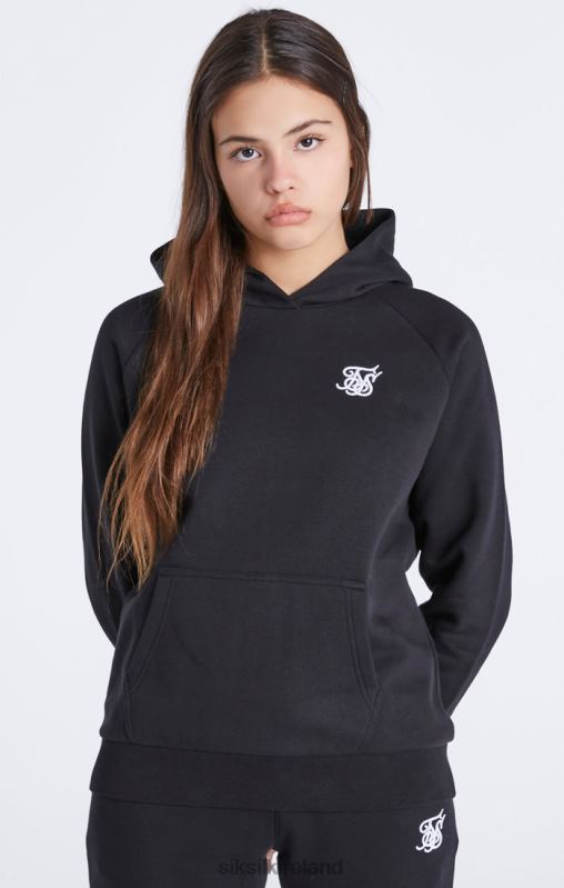 SikSilk Girls Black Essentials Overhead Hoodie XTFJ335 Apparel