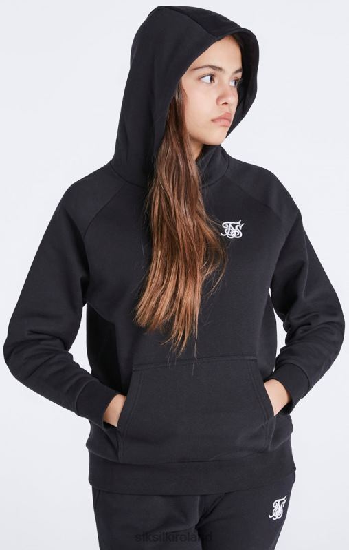 SikSilk Girls Black Essentials Overhead Hoodie XTFJ335 Apparel