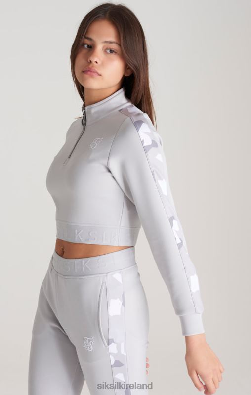 SikSilk Girls Grey Camo Panelled Track Top XTFJ338 Apparel