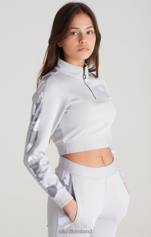 SikSilk Girls Grey Camo Panelled Track Top XTFJ338 Apparel