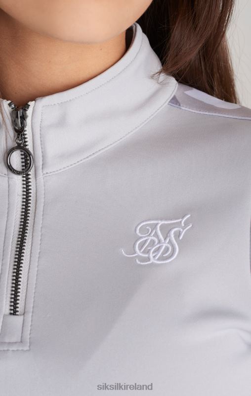 SikSilk Girls Grey Camo Panelled Track Top XTFJ338 Apparel