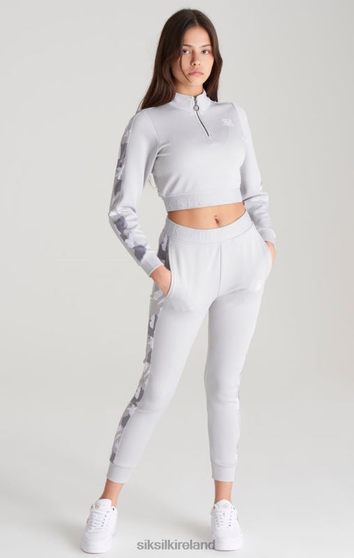 SikSilk Girls Grey Camo Panelled Track Top XTFJ338 Apparel