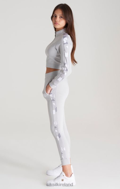 SikSilk Girls Grey Camo Panelled Track Top XTFJ338 Apparel