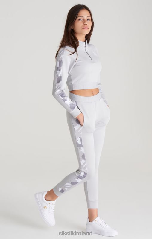 SikSilk Girls Grey Camo Panelled Track Top XTFJ338 Apparel
