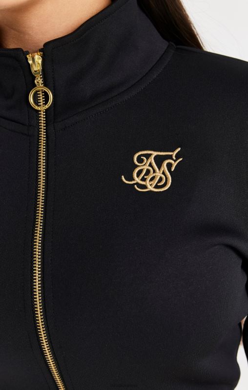 SikSilk Girls Metallic Taped Zip Through - Black XTFJ330 Apparel