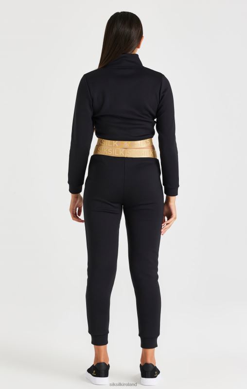 SikSilk Girls Metallic Taped Zip Through - Black XTFJ330 Apparel