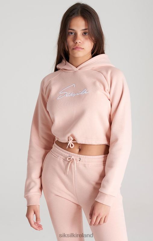 SikSilk Girls Pink Signature Cropped Hoodie XTFJ333 Apparel