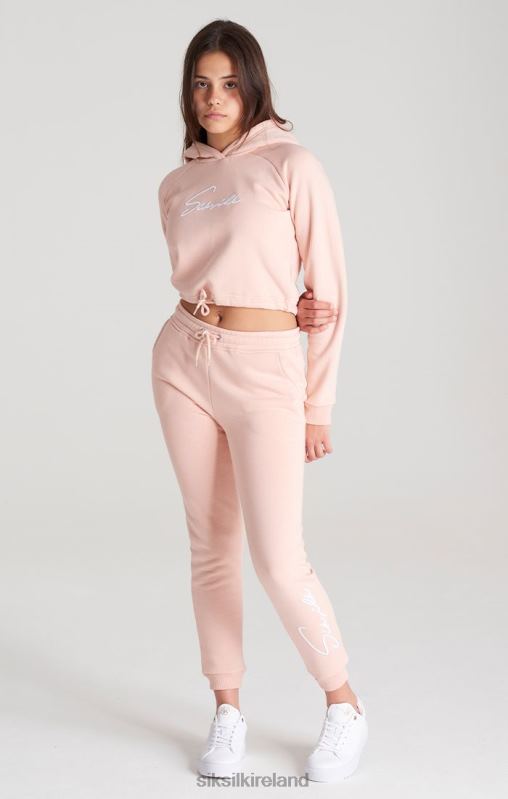 SikSilk Girls Pink Signature Cropped Hoodie XTFJ333 Apparel