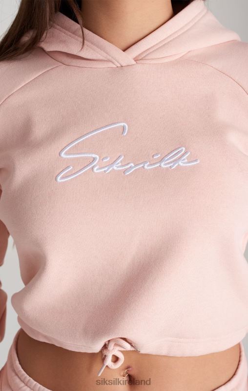 SikSilk Girls Pink Signature Cropped Hoodie XTFJ333 Apparel