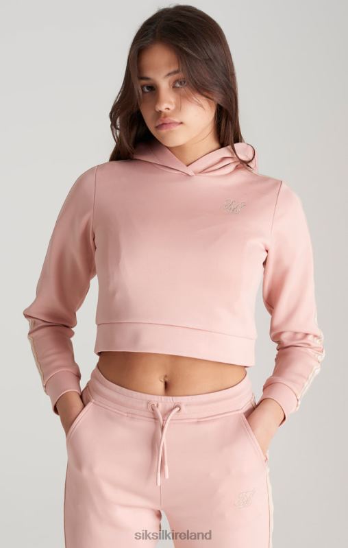 SikSilk Girls Pink Taped Cropped Hoodie XTFJ332 Apparel