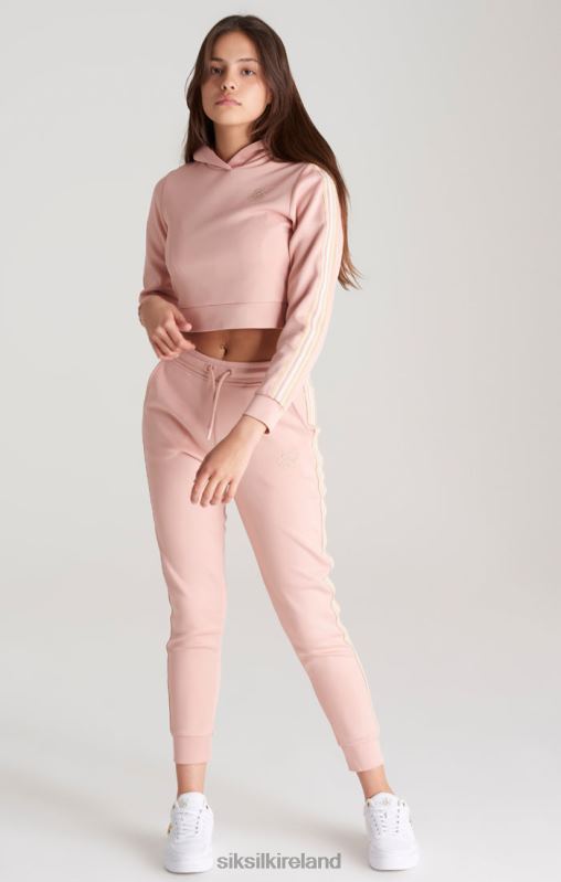 SikSilk Girls Pink Taped Cropped Hoodie XTFJ332 Apparel