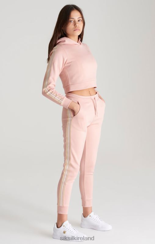 SikSilk Girls Pink Taped Cropped Hoodie XTFJ332 Apparel