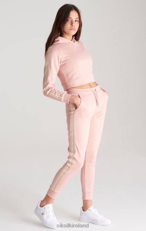 SikSilk Girls Pink Taped Cropped Hoodie XTFJ332 Apparel
