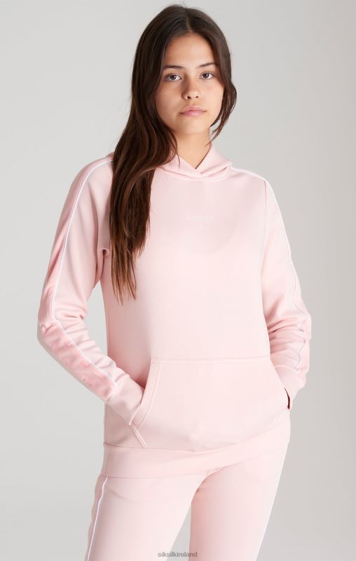SikSilk Girls Pink Velour Taped Hoodie XTFJ336 Apparel