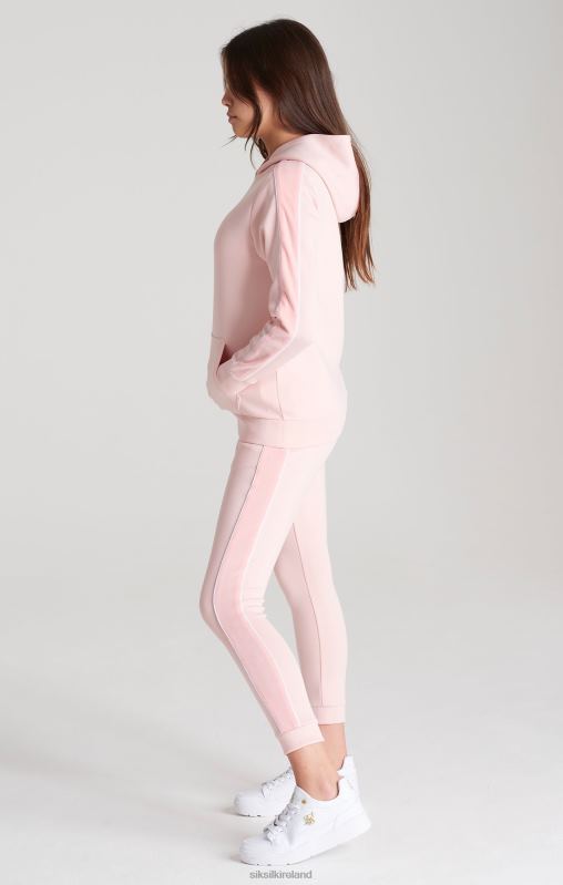 SikSilk Girls Pink Velour Taped Hoodie XTFJ336 Apparel