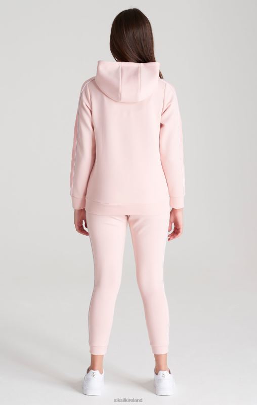SikSilk Girls Pink Velour Taped Hoodie XTFJ336 Apparel