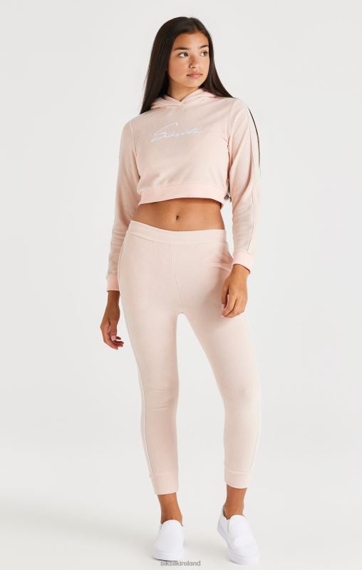 SikSilk Girls Signature Towelling Cropped Hood - Pink XTFJ334 Apparel