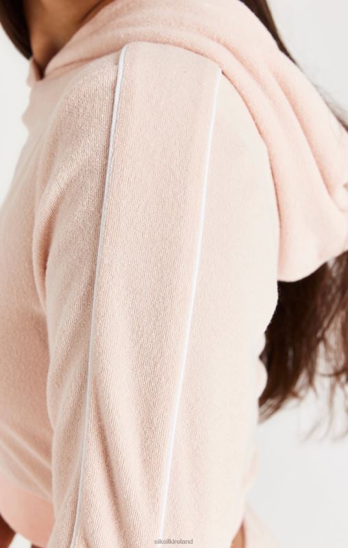 SikSilk Girls Signature Towelling Cropped Hood - Pink XTFJ334 Apparel
