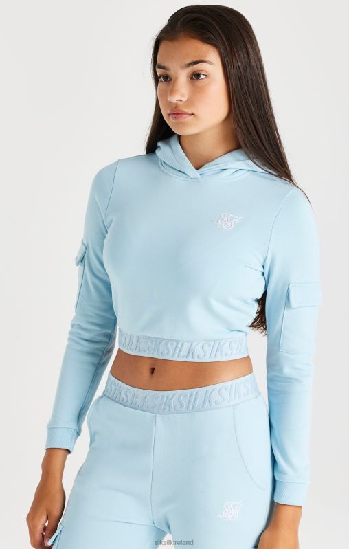 SikSilk Girls Taped Cargo Overhead Hood - Blue XTFJ328 Apparel