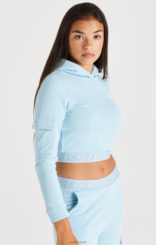 SikSilk Girls Taped Cargo Overhead Hood - Blue XTFJ328 Apparel