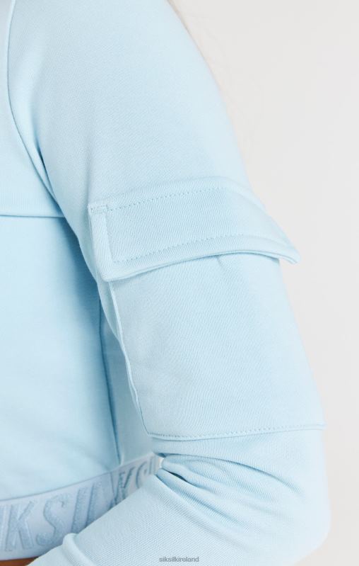 SikSilk Girls Taped Cargo Overhead Hood - Blue XTFJ328 Apparel