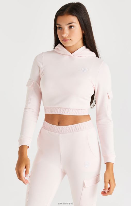 SikSilk Girls Taped Cargo Overhead Hood - Pink XTFJ331 Apparel