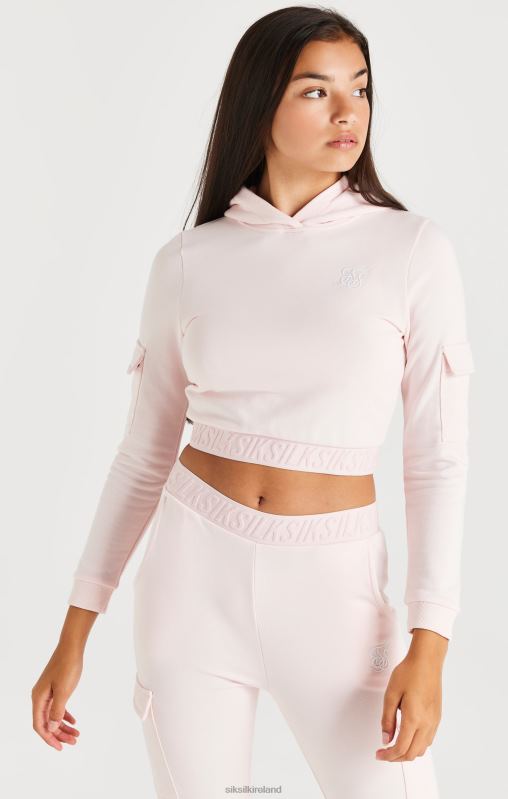 SikSilk Girls Taped Cargo Overhead Hood - Pink XTFJ331 Apparel