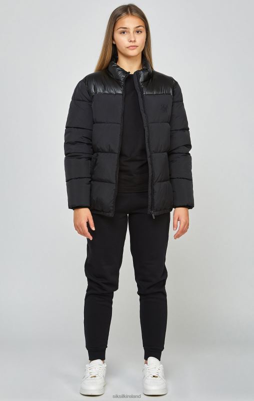 SikSilk Girls Black Zip Through Bubble Jacket XTFJ340 Apparel