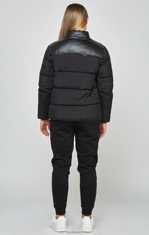 SikSilk Girls Black Zip Through Bubble Jacket XTFJ340 Apparel