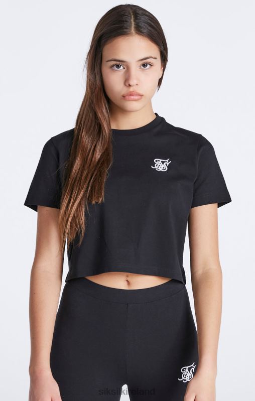 SikSilk Girls Black Essentials Cropped T-Shirt XTFJ320 Apparel