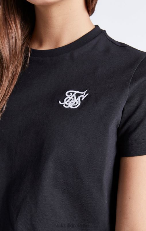 SikSilk Girls Black Essentials Cropped T-Shirt XTFJ320 Apparel