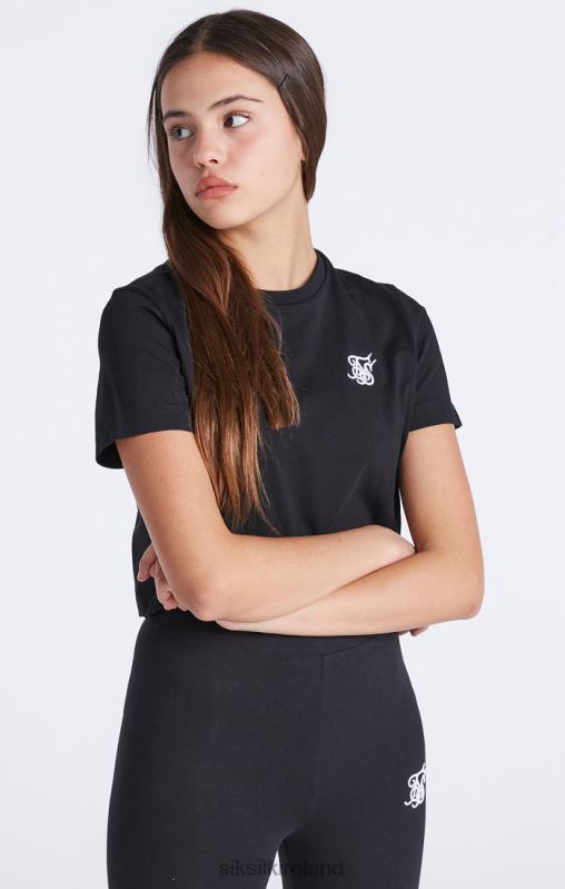 SikSilk Girls Black Essentials Cropped T-Shirt XTFJ320 Apparel