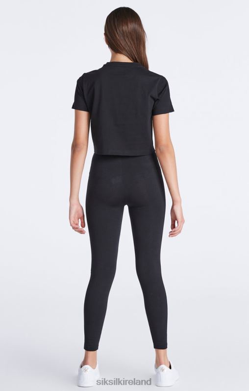 SikSilk Girls Black Essentials Cropped T-Shirt XTFJ320 Apparel
