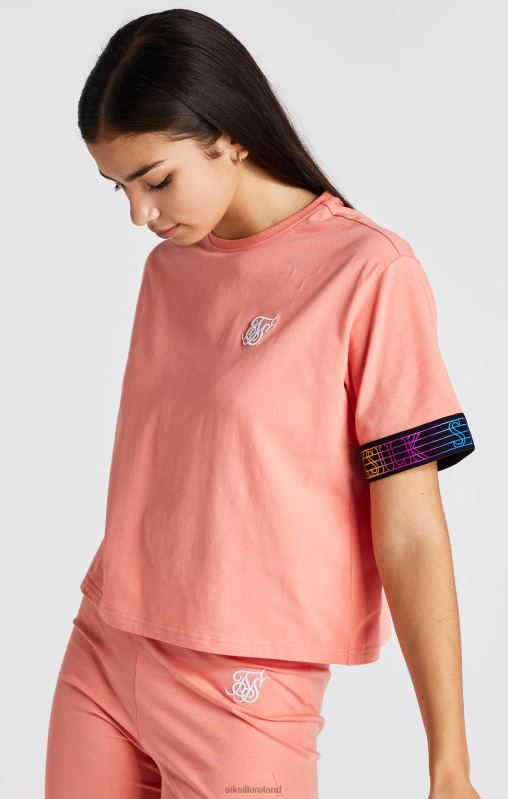 SikSilk Girls Coral Taped Crop T-Shirt XTFJ326 Apparel