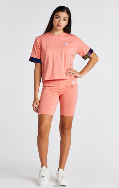 SikSilk Girls Coral Taped Crop T-Shirt XTFJ326 Apparel