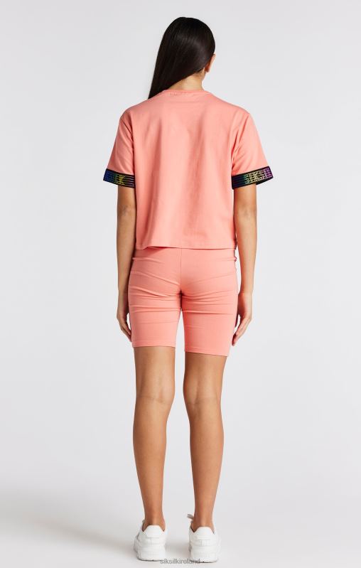 SikSilk Girls Coral Taped Crop T-Shirt XTFJ326 Apparel