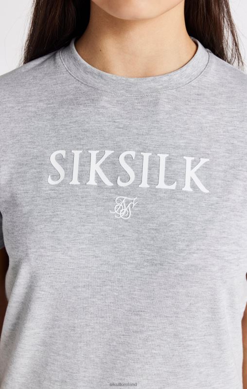SikSilk Girls Grey Marl Branded T-Shirt XTFJ318 Apparel