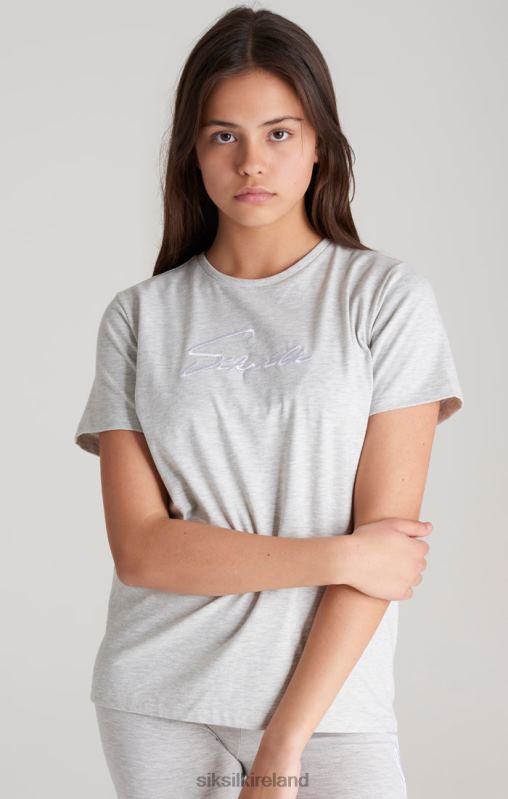 SikSilk Girls Grey Marl Signature Boyfriend T-Shirt XTFJ322 Apparel