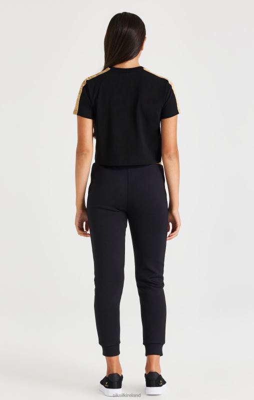 SikSilk Girls Metallic Taped Raglan Tee - Black XTFJ316 Apparel