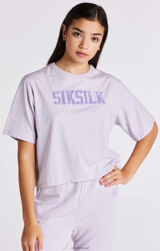 SikSilk Girls Purple Varsity Logo Crop T-Shirt XTFJ327 Apparel