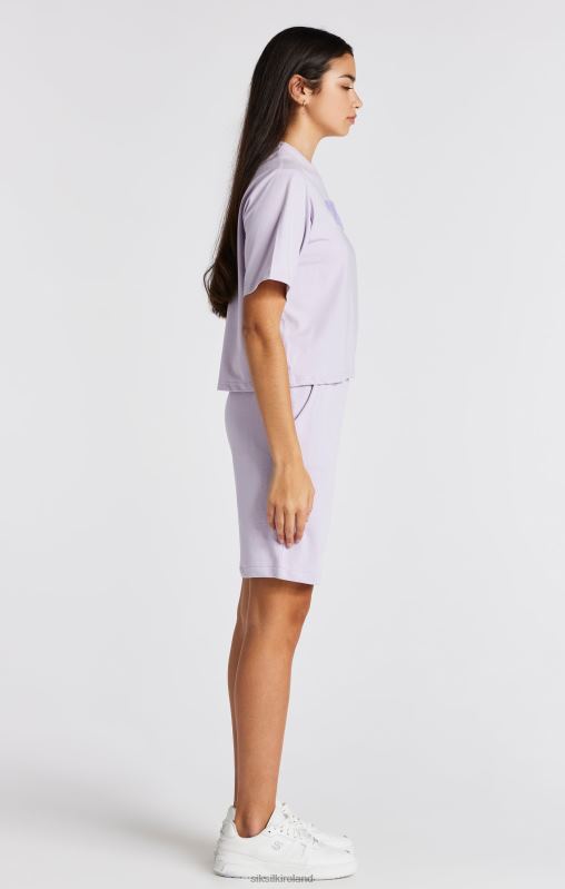 SikSilk Girls Purple Varsity Logo Crop T-Shirt XTFJ327 Apparel