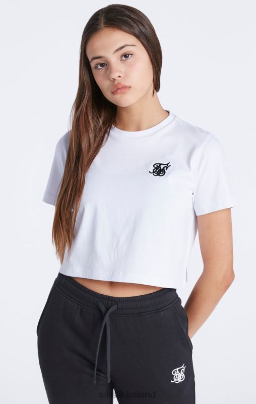 SikSilk Girls White Essentials Cropped T-Shirt XTFJ321 Apparel