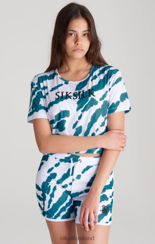 SikSilk Girls White Tie Dye Cropped T-Shirt XTFJ323 Apparel