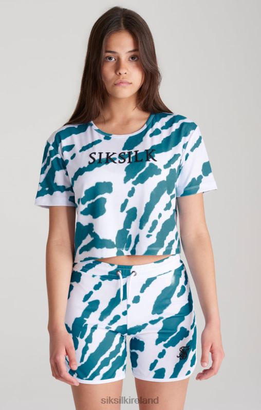 SikSilk Girls White Tie Dye Cropped T-Shirt XTFJ323 Apparel