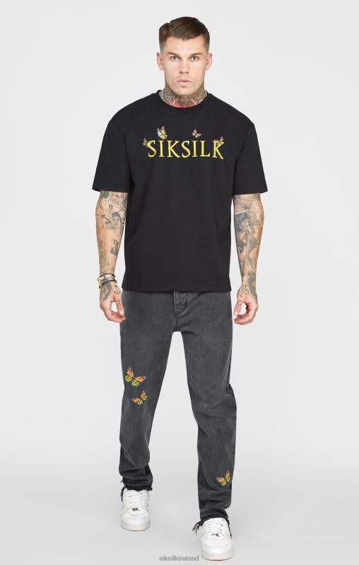 SikSilk Men Black Butterfly Straight Fit Denim XTFJ562 Apparel