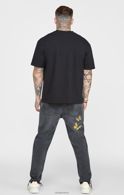 SikSilk Men Black Butterfly Straight Fit Denim XTFJ562 Apparel