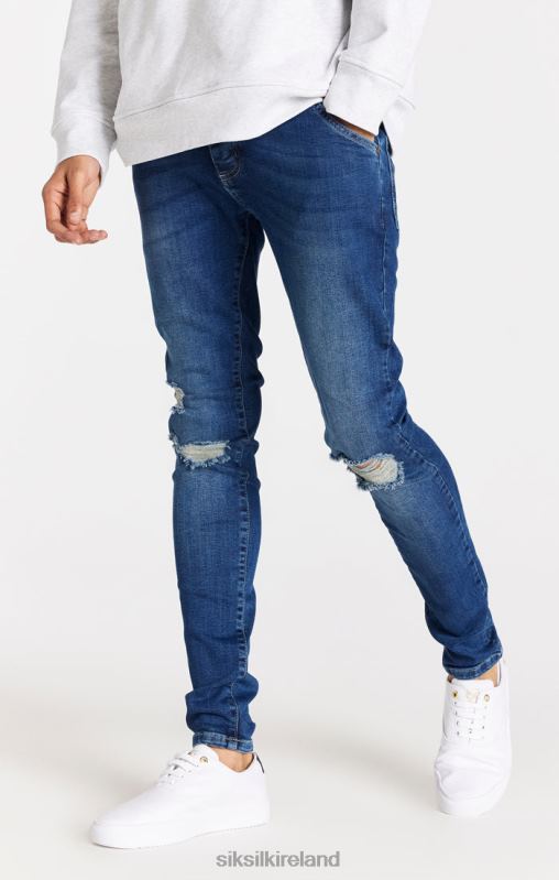 SikSilk Men Blue Distressed Slim Fit Jean XTFJ563 Apparel