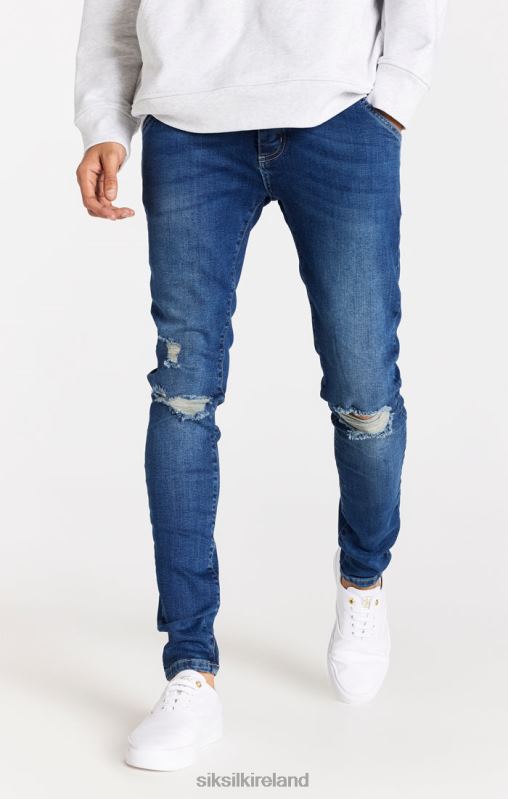 SikSilk Men Blue Distressed Slim Fit Jean XTFJ563 Apparel